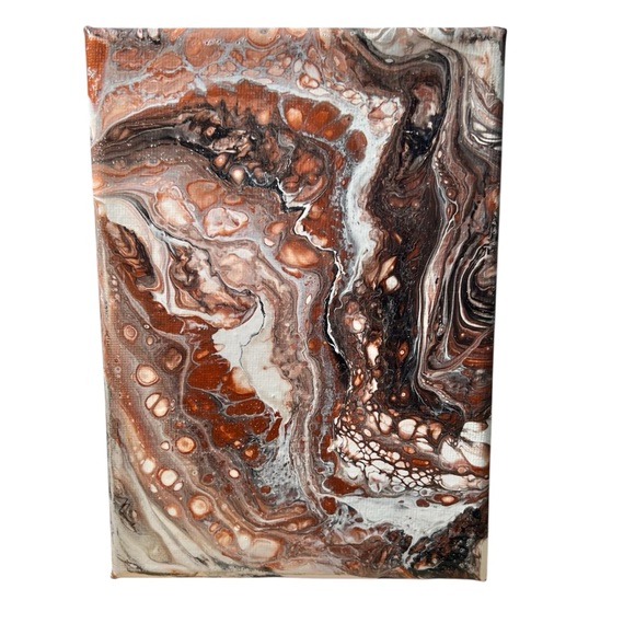 Abstract Marble Canvas Art in Brown and White - Picture 1 of 3